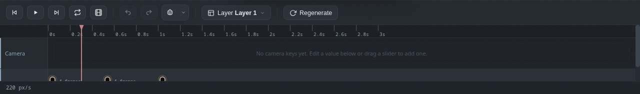 A gap between two keyframes with the generated inbetween frames marked