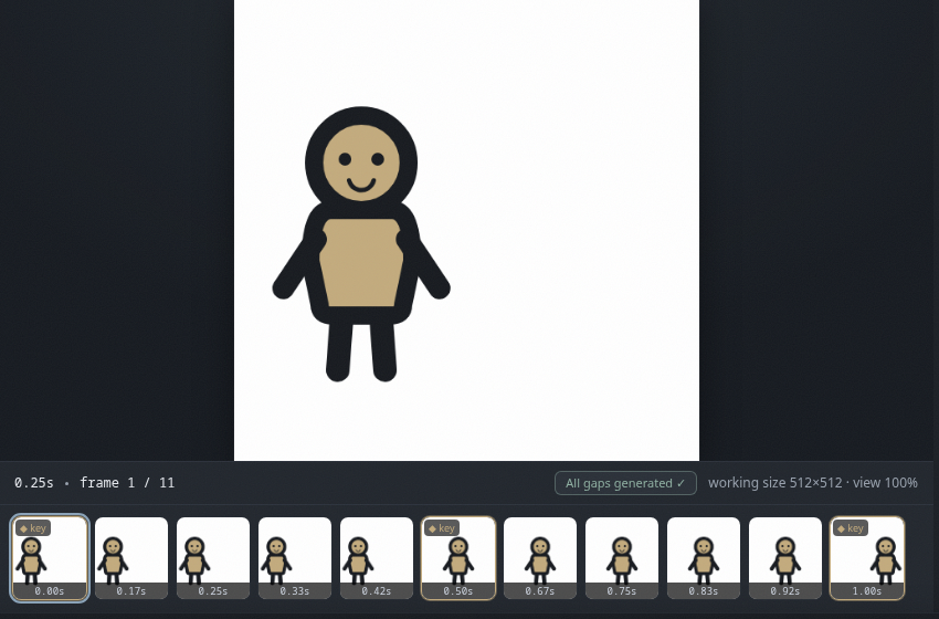 The preview canvas with the filmstrip below it
