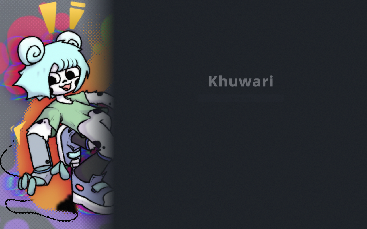 The Khuwari start screen with the mascot banner and the launch buttons
